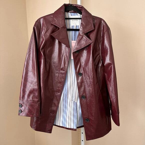 NEW NWT Avec Les Filles Burgundy Faux Leather Jacket size Small - Picture 1 of 7